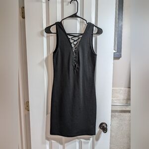 Ribbon Cross Black Dress
